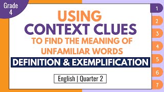 Context Clues Definition and Exemplification  English 4 Q2 Week 1 [upl. by Itagaki815]