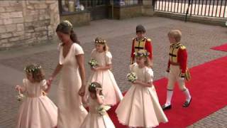 Bridesmaids and page boys arrive at Westminster Abbey [upl. by Kciredor8]