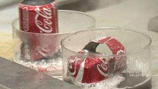 Coke Cans in Acid and Base  Periodic Table of Videos [upl. by Ilanos]