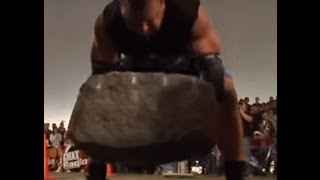 Derek Poundstone Lifts the Louis Cyr Stone 530 pounds [upl. by Mart]