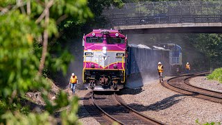 MBTA stone train in Beacon Park amp Wellesley [upl. by Ueih]