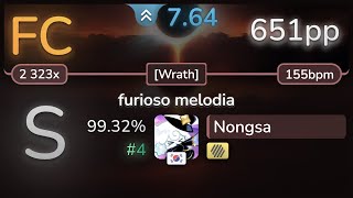 76⭐ Nongsa  gmtn  furioso melodia Wrath HD 9932 4 651pp FC  osu [upl. by Orelle948]