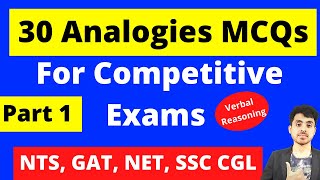 Analogies MCQs  Verbal Reasoning Analogies Tricks For NTS and All Competitive Exams Part 1 [upl. by Ahsiniuq]