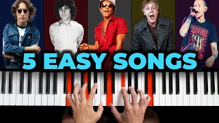 5 Easy Songs to Play on piano for Beginners with PDF [upl. by Armond]