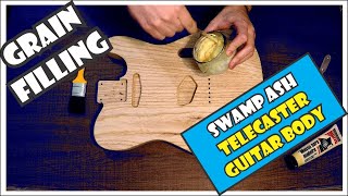 Grain Filling A Swamp Ash Telecaster Guitar Body With Water Based Grain Filler  How To DIY 111 [upl. by Lovell456]