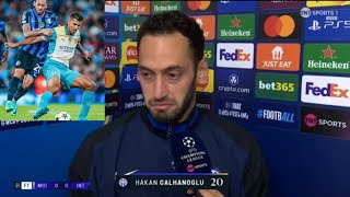 HAKAN CALHANOGLU  MAN CITY IS THE BEST TEAM IN THE WORLD Man CITY VS INTER 00 POST MATCH INTERVIEW [upl. by Araeic161]