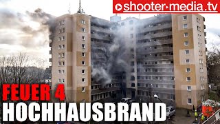 🔥 Massiver Brand im Hochhaus 🔥 Alarmstufenerhöhung auf Feuer 4 🔥 Feuerwehr Gladbeck 🚒 [upl. by Yelsnia]