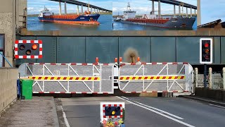 Two cargo ships in one raise at the Kingsferry Lift Bridge Kent [upl. by Ppik]