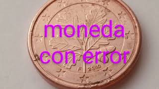 Moneda 1 Euro Cent Alemania 2010 F Moneda con error Descripción [upl. by Jillie]