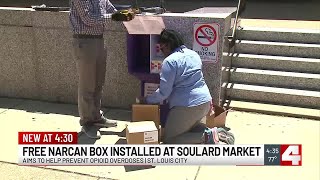 Narcan distribution box installed at the Soulard Market [upl. by Llerud]