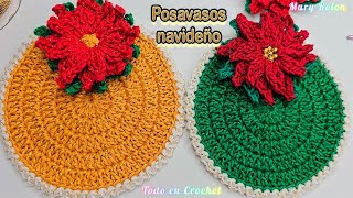 😍 Crochet Navideño 😍 Lindos posavasos tejidos a ganchillo patrón navideño paso a paso [upl. by Yelrahc987]