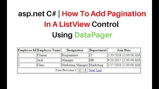 listview pagination using datapager in aspnet c [upl. by Marquet956]