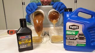 AMSOIL Vs Super Tech 15W40 Heavy Duty Diesel Motor Oil Cold Flow Test [upl. by Natsirk]