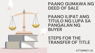 Steps sa Paglipat ng Titulo ng Lupa gamit ang Deed of Absolute Sale at paano gumawa ng deed of sale [upl. by Brena]