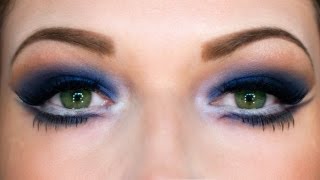 Midnight Blue Eyes New Years Party Makeup [upl. by Kcireddor231]