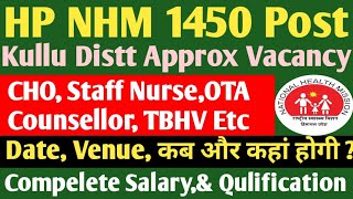 HP NHM Kullu District Job Vacancy 2024 ll HP NHN 1450 Post update ll Salary Qulification ll job [upl. by Lian438]