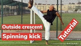 Outside spinning crescent kick Tutorial [upl. by Mccowyn]