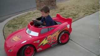 Lightning McQueen Power Wheels  Little Brothers First Ride [upl. by Coad562]