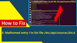 E Malformed entry 1 in list file etcaptsourceslistd or The list of sources could not be read [upl. by Yrellav]