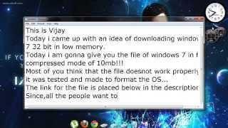 Download Windows 7 ISO File in 10MB  Highly Compressed Rar File  Working 100  HD [upl. by Annohs]