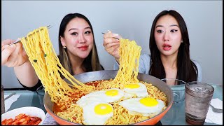 SPICY RAMEN NOODLES MUKBANG 🍜 [upl. by Farrah]