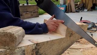 A Timber Frame Vlog 15 A Timber Frame Scarf Joint part 3 Cutting the joint [upl. by Arded]