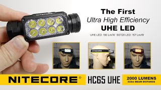 NITECORE HC65 UHE  High efficiency headlamp  2000 lumens  CRI90 AUX LEDs  TypeC rechargeable [upl. by Madox]