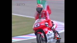 Lincredibile impennata di Max BIAGGI post vittoria gp Brno 1998 [upl. by Nylesor524]