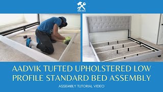 Aadvik Tufted Upholstered Standard Bed Assembly  How to Assemble A Standard Bed Step By Step [upl. by Emirej407]