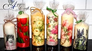 Decoupage tutorial  decorating candles with napkins [upl. by Maye]