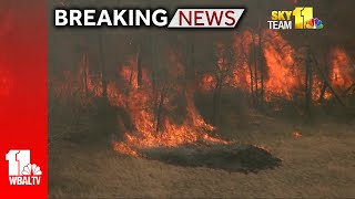 Breaking Brush fire spreading in Baltimore County [upl. by Labanna]