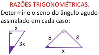 RAZÕES TRIGONOMÉTRICAS  P9  Determine o seno do ângulo agudo assinalado em cada caso [upl. by Mandell]