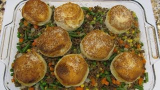 Beef  Shepherds Pie with Vegetables topped with Biscuits  Cheryls Home Cooking [upl. by Reiter902]