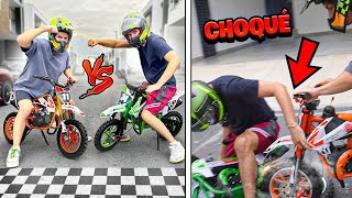 NOS ENFRENTAMOS 1VS1 A CARRERAS DE MINI MOTOS Y TERMINA EN CHOQUE se rompe todo  Yair17 [upl. by Bonita855]