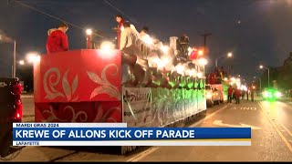 Krewe of Allons rolls in Lafayette Youngsville gets ready for its Mardi Gras parade [upl. by Noyar]