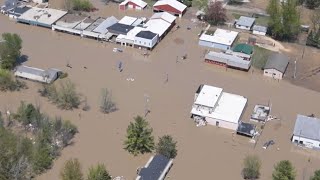 RAW Aerials of massive flooding in Midland Michigan after dams breached [upl. by Carrick]