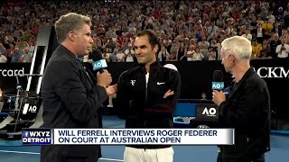 Will Ferrell interviews Roger Federer on court at Australian Open [upl. by Rubinstein621]