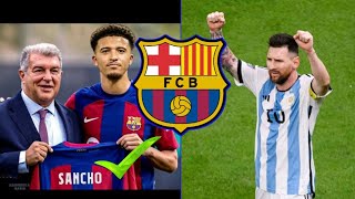 ✅CEST FAIT  JORDAN SANCHO LE NOUVEAU JOUEUR DU BARÇA LIONEL MESSI A REÇU LE DON DE ADIEU [upl. by Ahsilrak316]