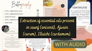 Extraction of essential oils present in saunf aniseed Ajwain carum Illaichi cardamom [upl. by Anotal717]