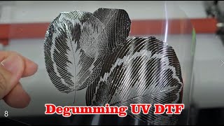 Degumming UV DTFDTF gold foil UV VARNISH PRINTER [upl. by Wahkuna]