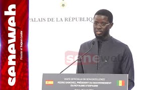 Revivez la déclaration du Président Diomaye face au Premier ministre espagnol [upl. by Eniamor]