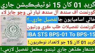 Sindh Govt Jobs IBA STS Notification  BPS1 to BPS15  2024 Upcoming Recruitment Jobs Update iba sts [upl. by Notsek]