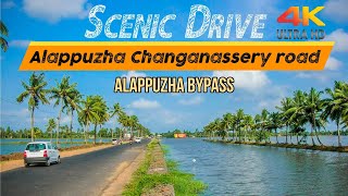 The Scenic Alappuzha Changanassery road  Alappuzha bypass  4K [upl. by Oicatsana]