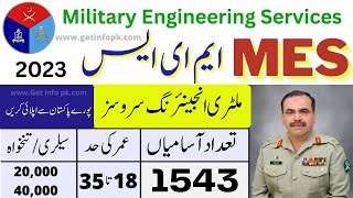 Military Engineering Services mes jobs 2023 online apply  mesgovpk  GOVT JOBS IN PAKISTAN [upl. by Soloman]