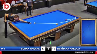 BURAK HAŞHAŞ vs DENİZCAN AKKOCA  3 Cushion Billiards TURKIYE COMPANY LEAGUE ANKARA  당구 [upl. by Edaw885]