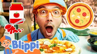 Blippi Makes a Yummy Pizza Educational Videos for Kids [upl. by Naitsihc]