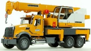 Mack Granite Liebherr Crane Truck Bruder 02818  Muffin Songs Toy Review [upl. by Rubenstein]