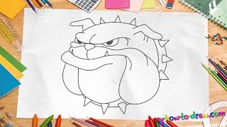 How to draw a Bulldog  Easy stepbystep drawing lessons for kids [upl. by Aneg]