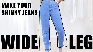 How To Turn Your Skinny Jeans into Wide Legs SUPER EASY [upl. by Umeko]