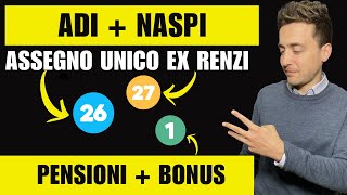 ADI e ASSEGNO UNICO in ARRIVO pure su RDC NASPI ex RENZI PENSIONI aumenti febbraiomarzo 2024 [upl. by Alegna]